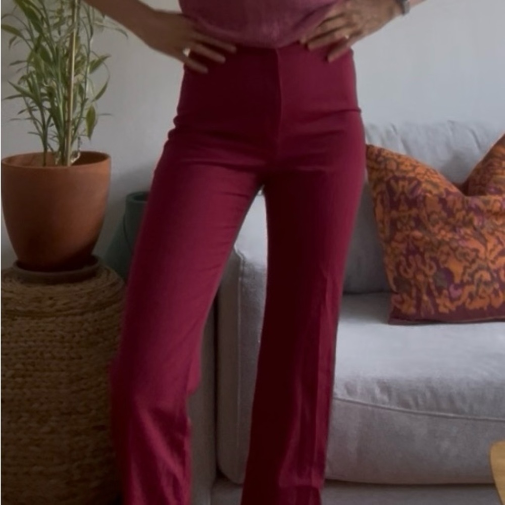 Elegant High-Waisted Burgundy Pants